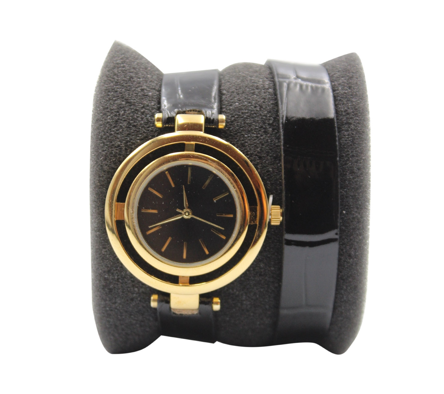 Zalora Black & Gold Compass Face Double Wrap Watch