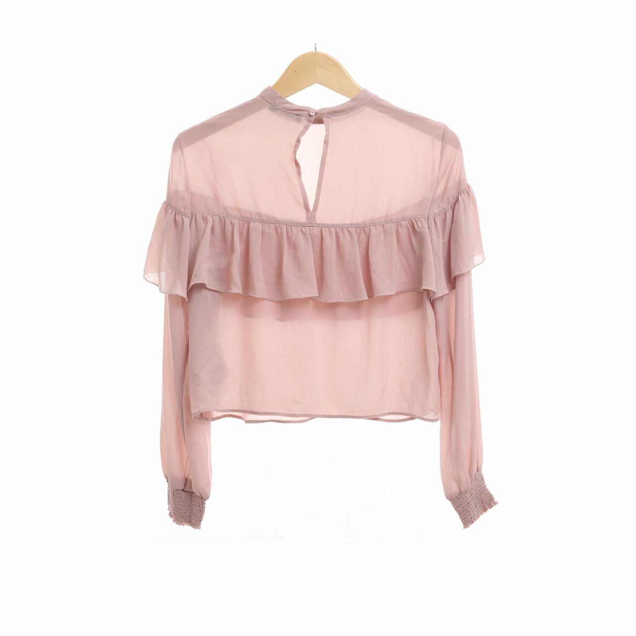 Bershka Nude Ruffle Blouse