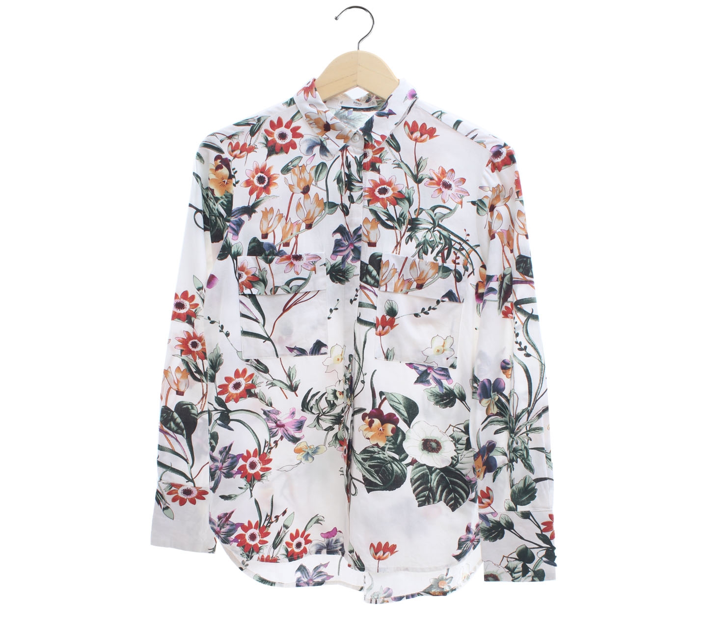 Mango White Floral Shirt