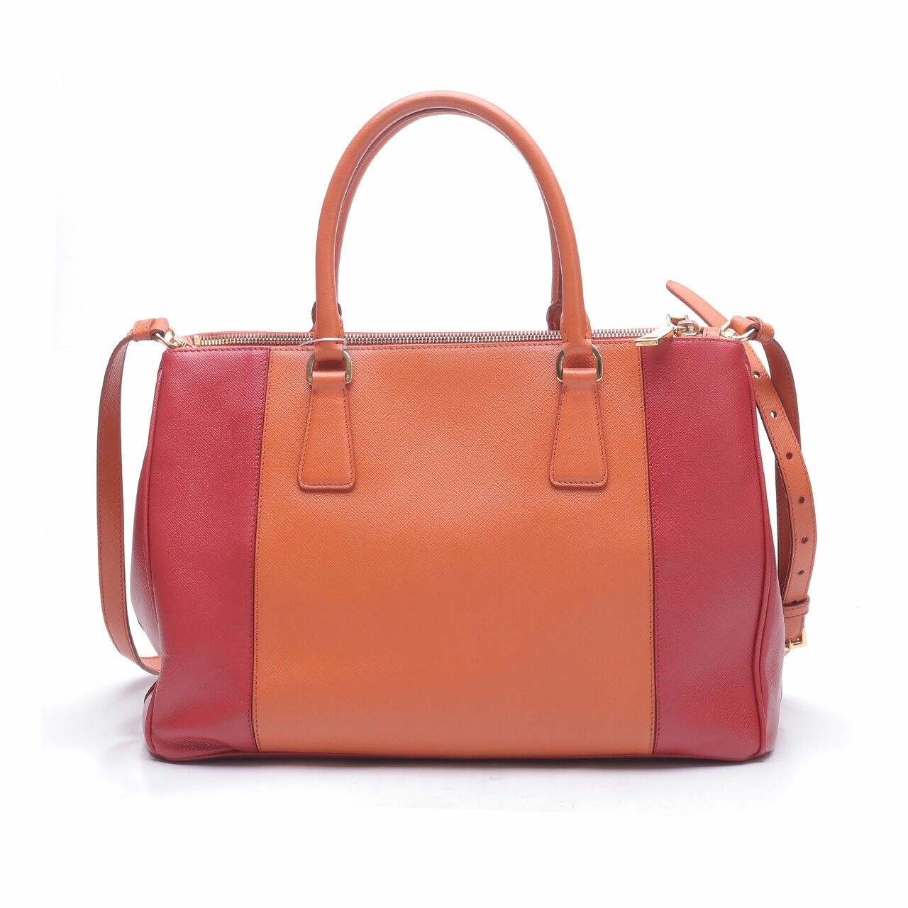 Prada Two Colorblock Red/Orange Satchel Bag