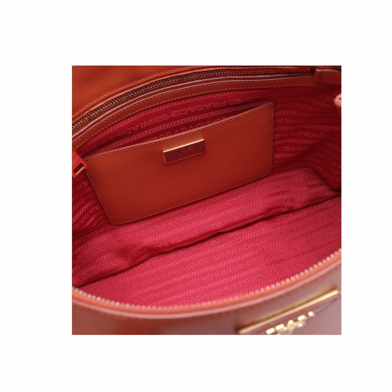 Prada Two Colorblock Red/Orange Satchel Bag