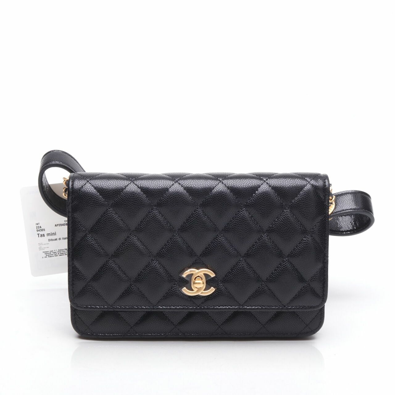 Chanel Gold Coin Chain Wallet WOC Black