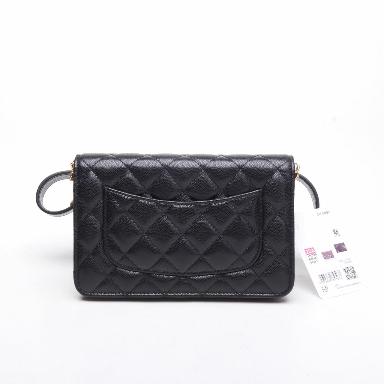 Chanel Gold Coin Chain Wallet WOC Black