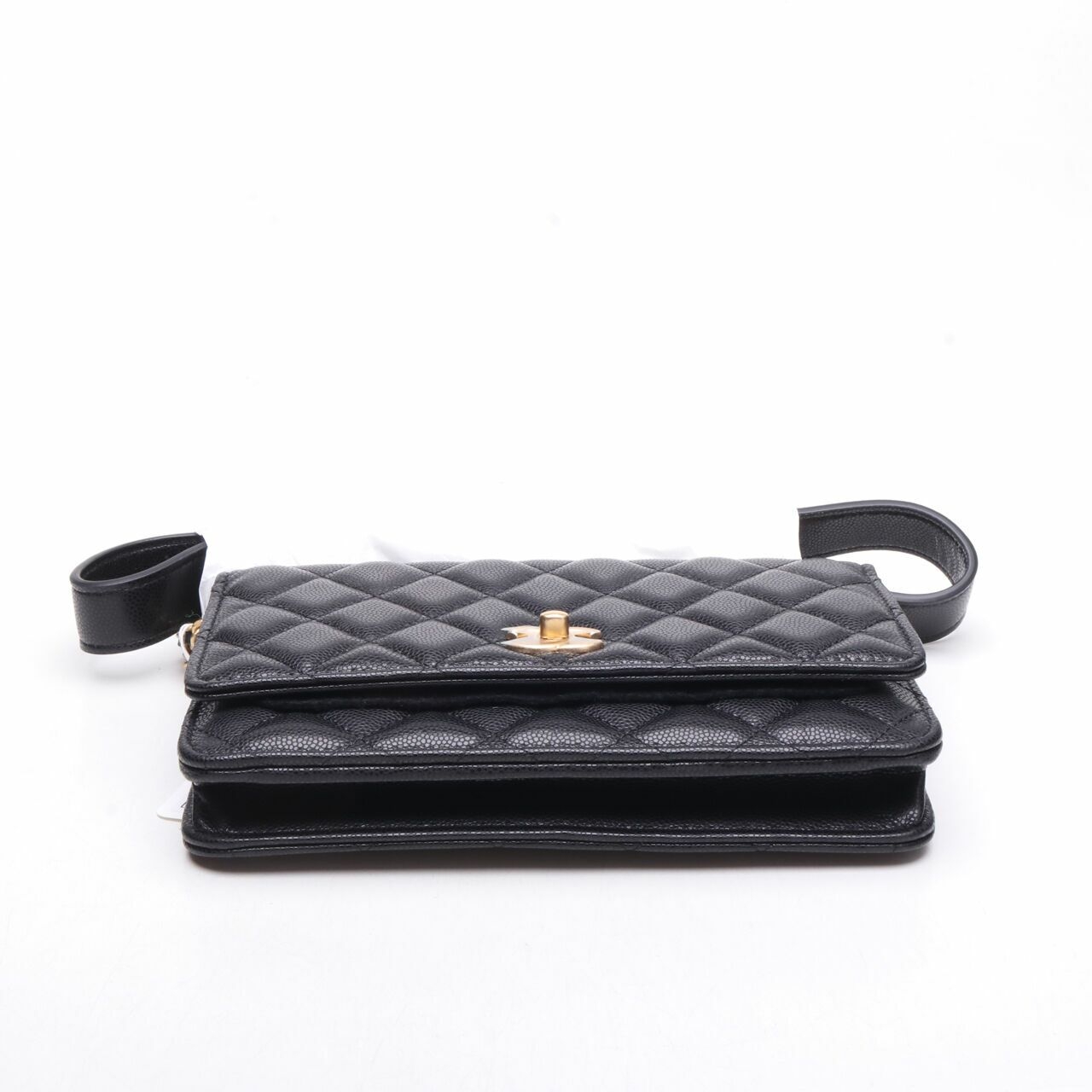 Chanel Gold Coin Chain Wallet WOC Black