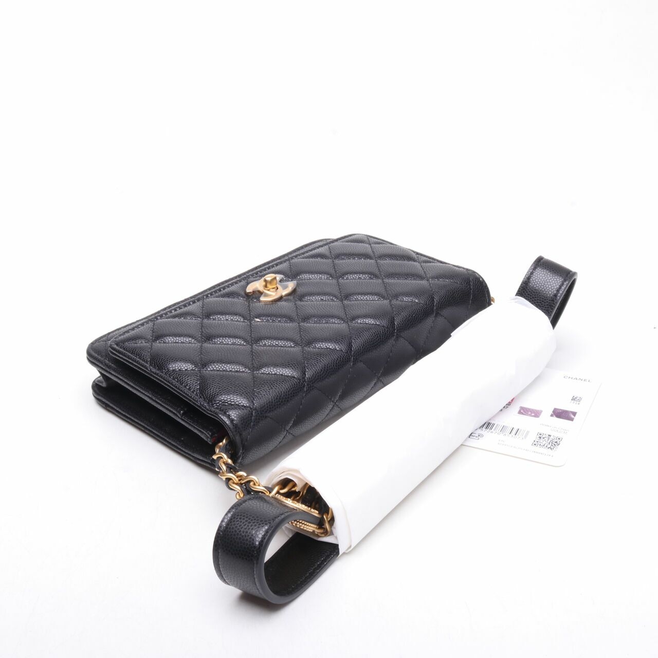 Chanel Gold Coin Chain Wallet WOC Black