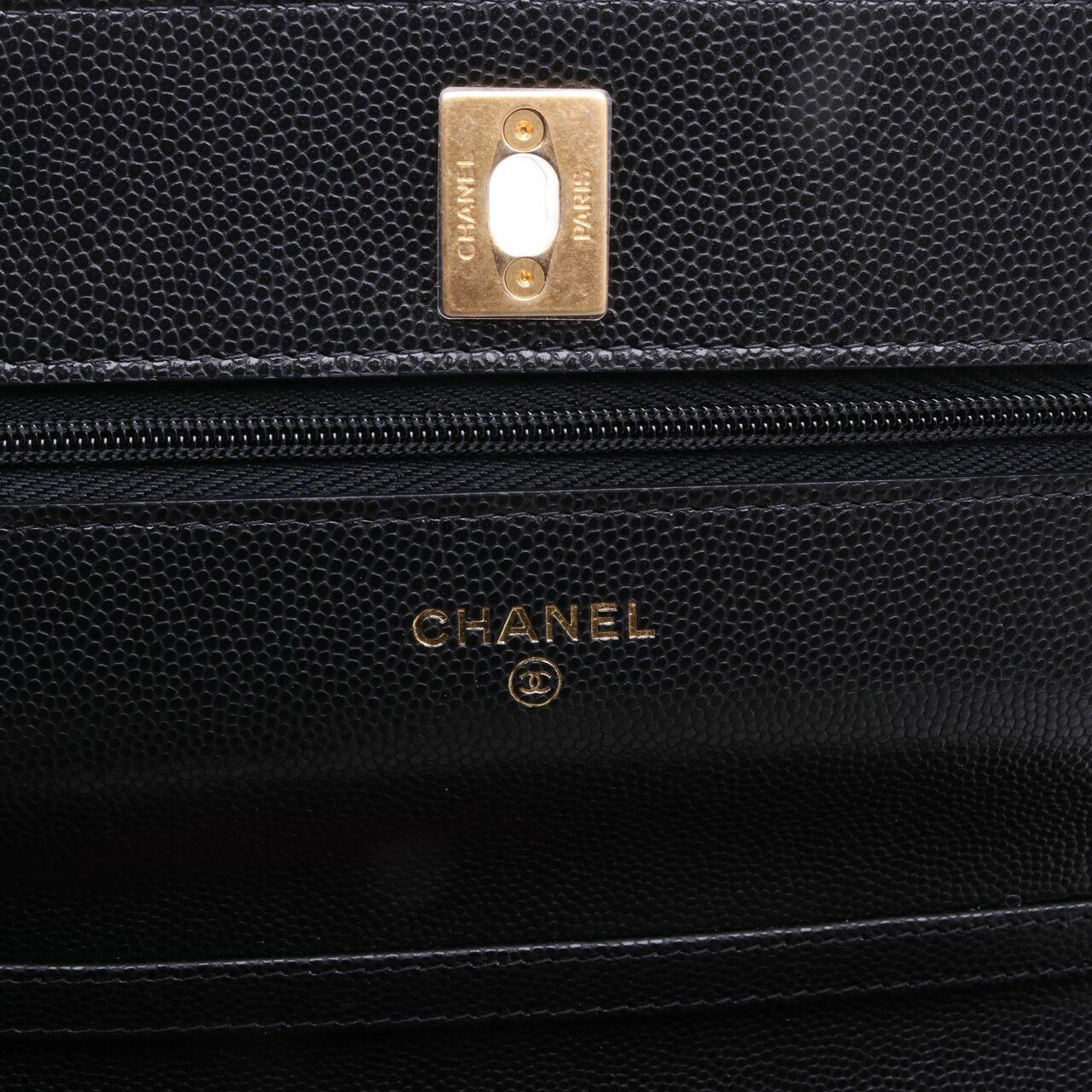 Chanel Gold Coin Chain Wallet WOC Black