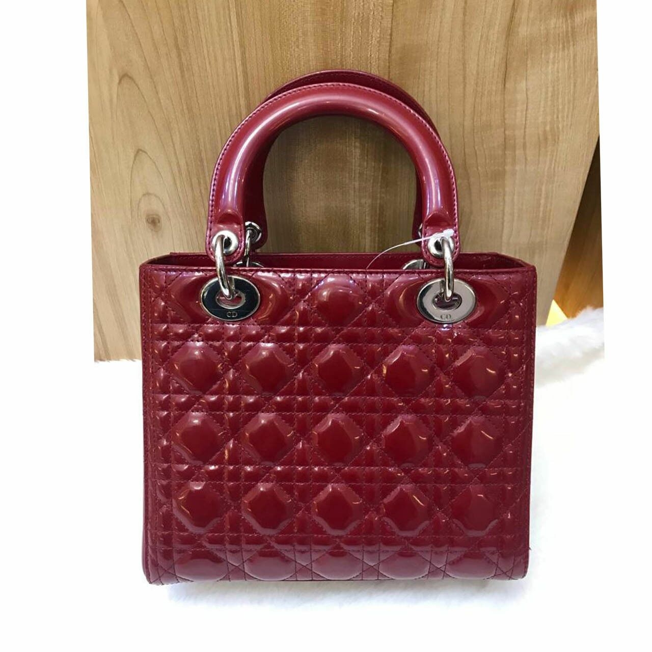 Chrsitian Dior Lady Dior Medium 2013 Red Satchel