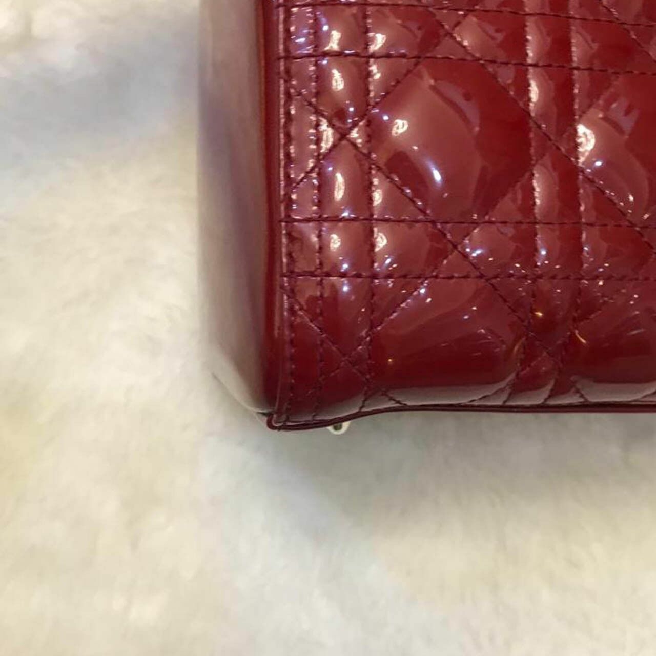 Chrsitian Dior Lady Dior Medium 2013 Red Satchel