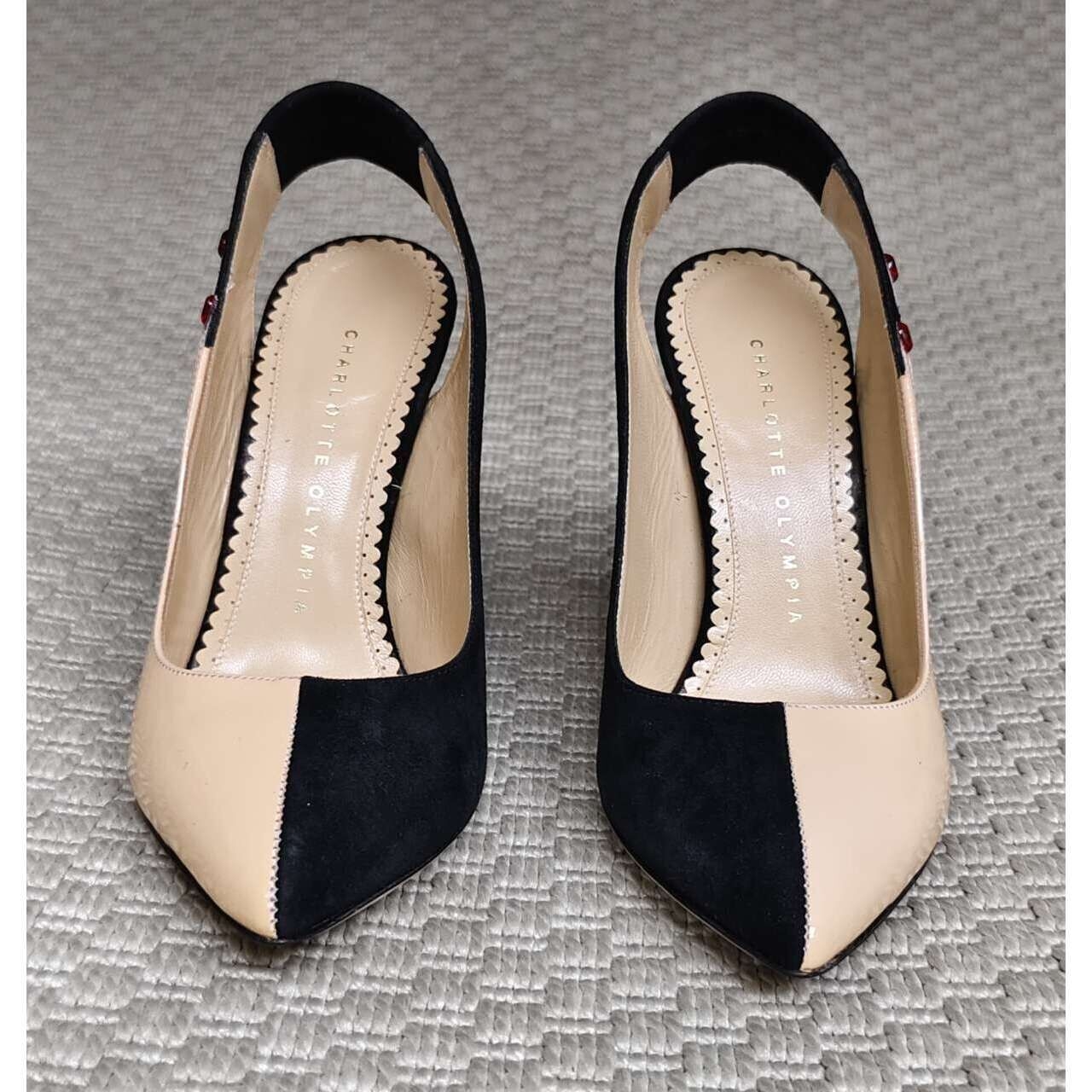 Charlotte Olympia Beige & Black Hands Up Heels