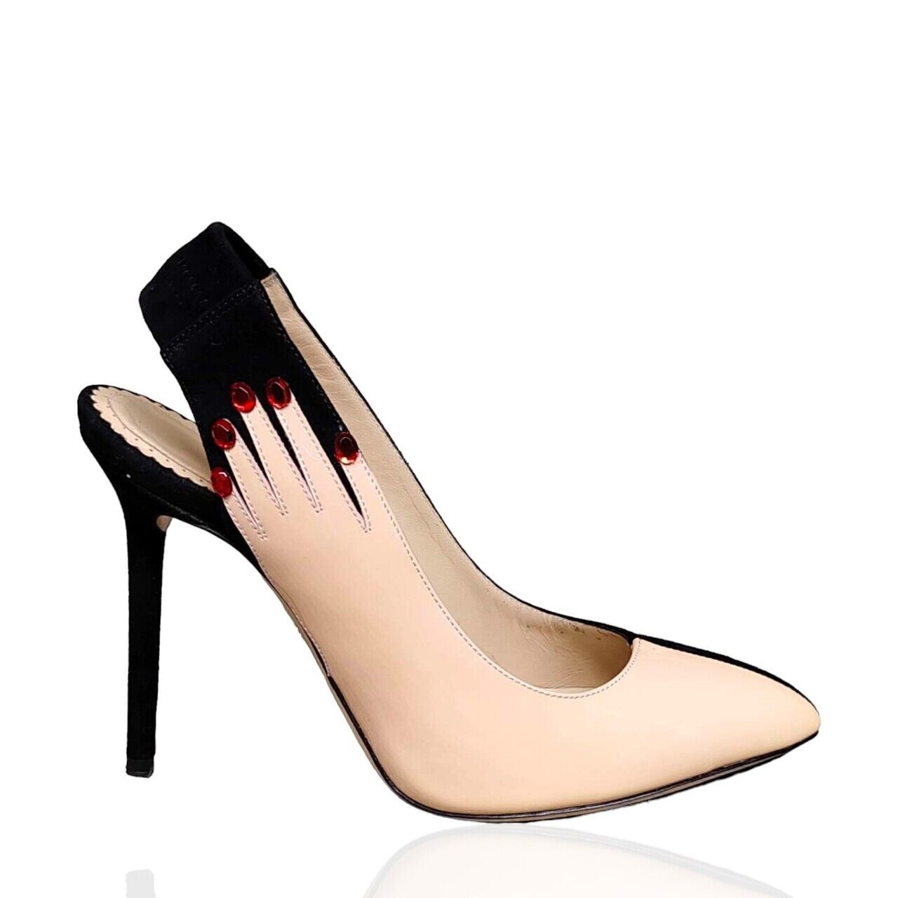 Charlotte Olympia Beige & Black Hands Up Heels