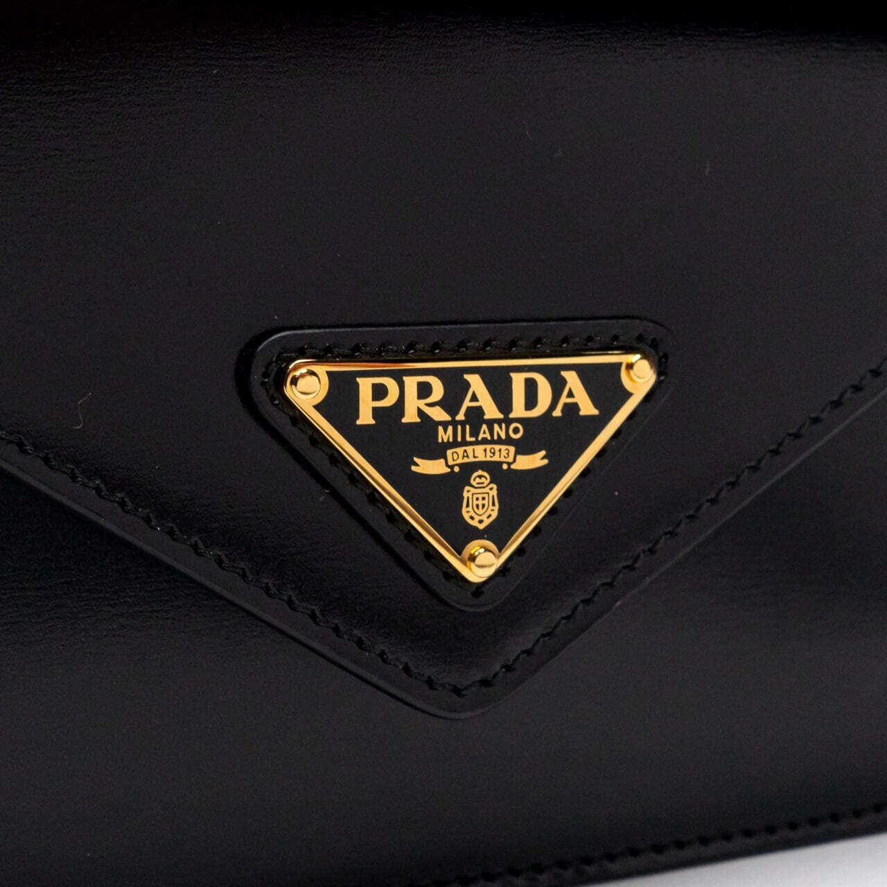 Prada Triangle Flap Chain Bag Smooth Leather Black