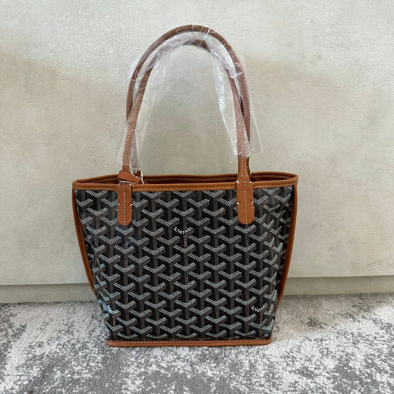 Goyard Mini Anjou Black/Tan Reversible Tote Bag