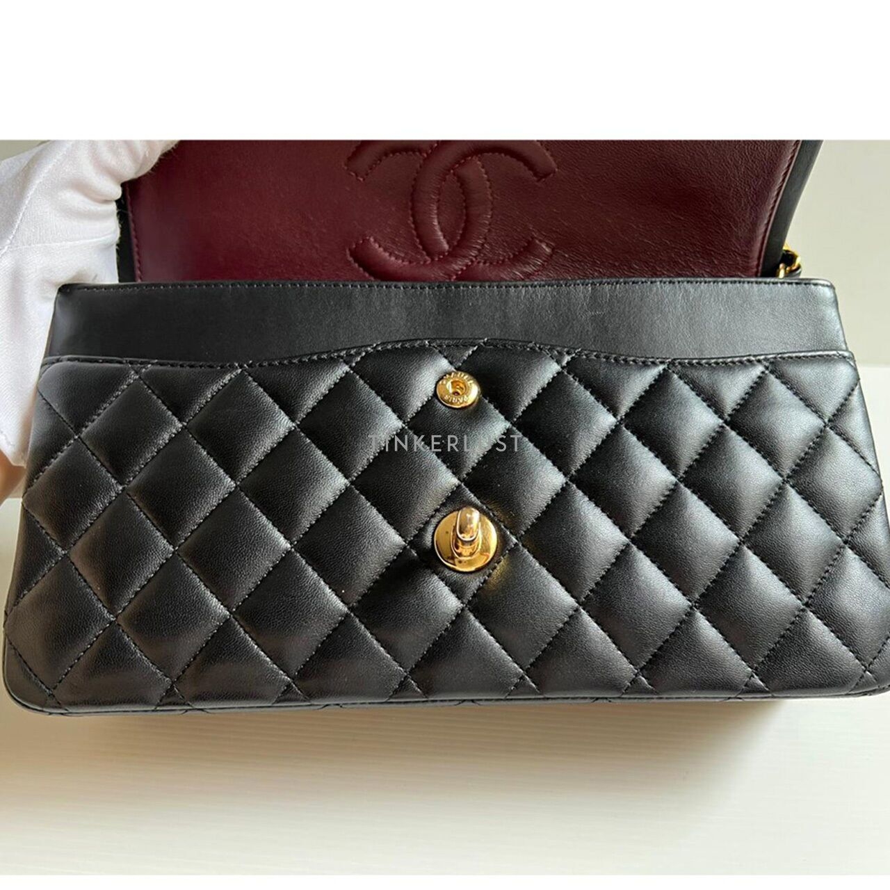 Chanel Classic Medium Black Lambskin #23 GHW Shoulder Bag