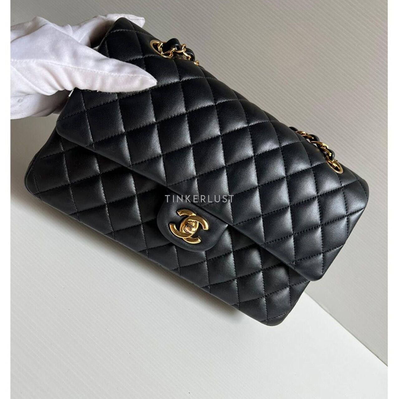 Chanel Classic Medium Black Lambskin #23 GHW Shoulder Bag