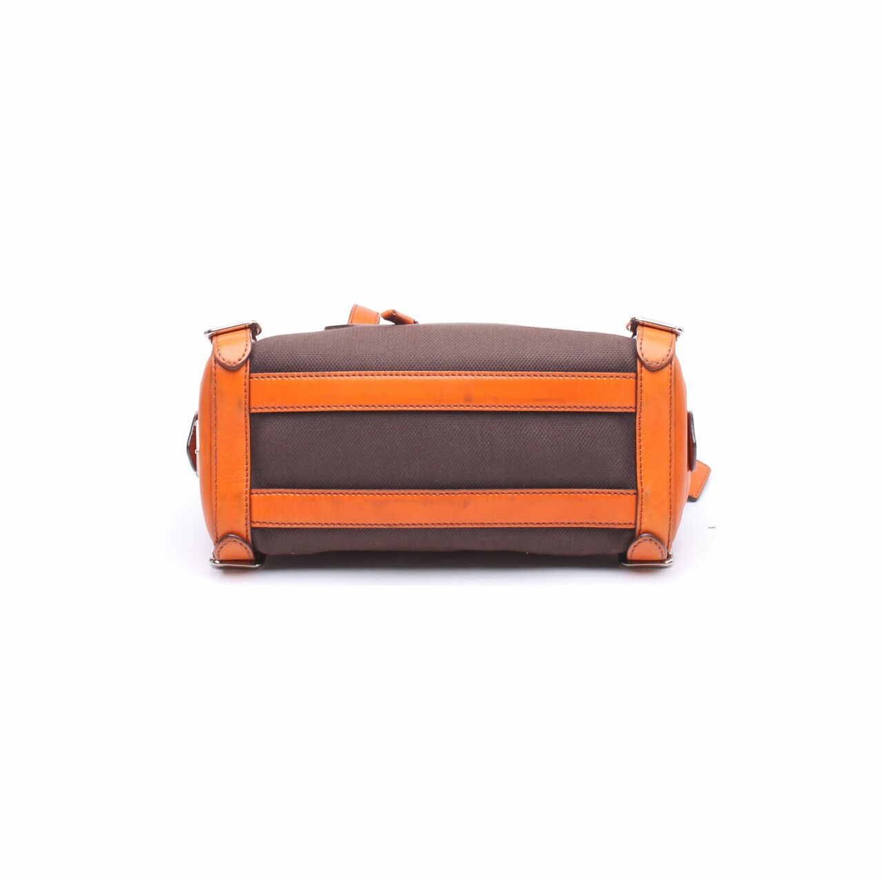 Prada Ebano/Orange Leather Vitello Daino BaulettoShoulder Bag