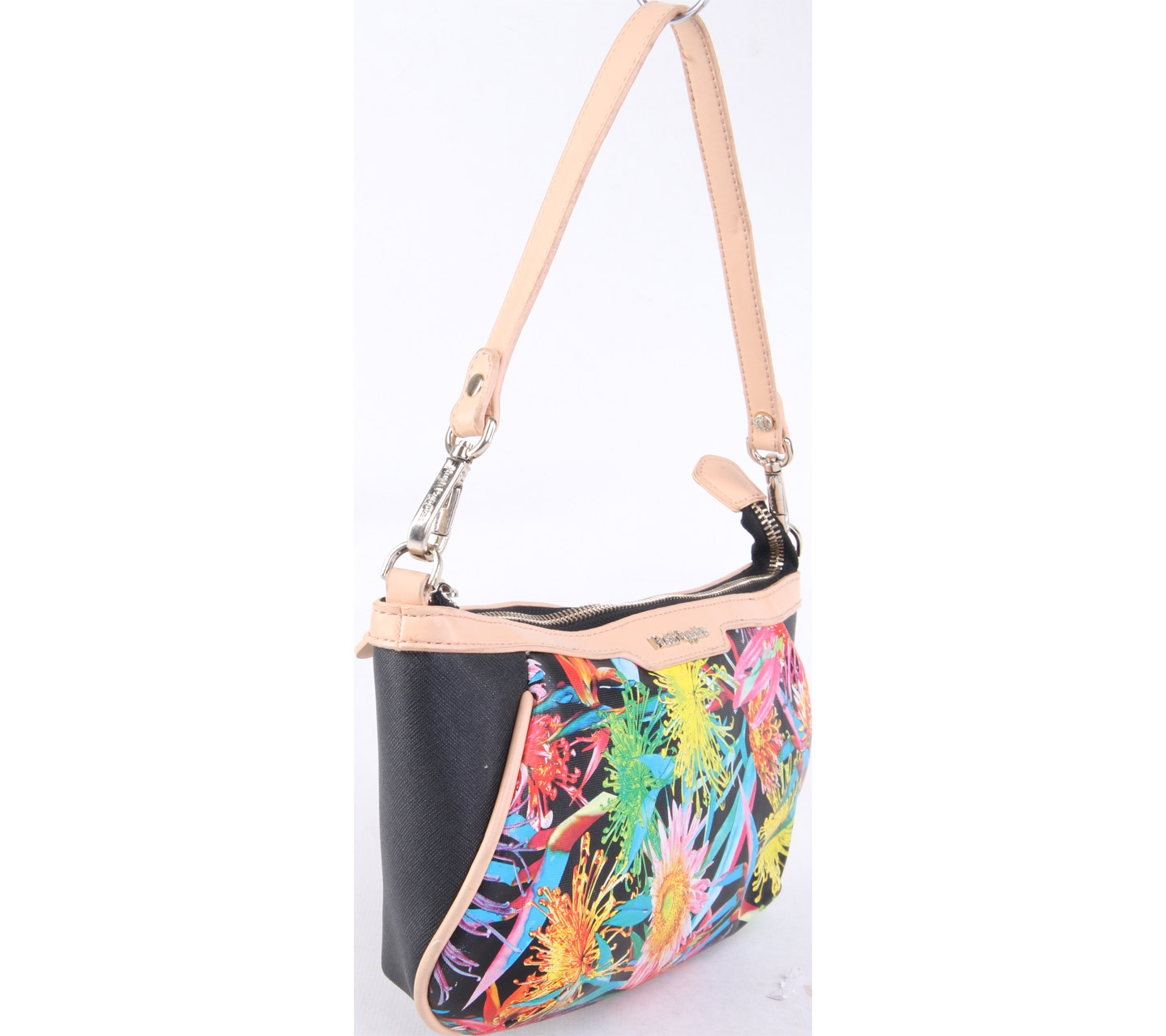 Hush Puppies Black & Cream Floral Satchel