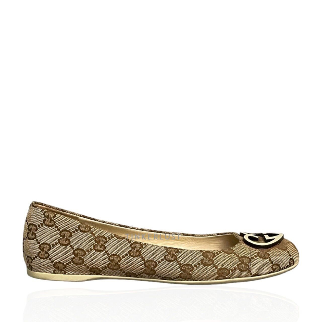 Gucci GG Supreme Heart Beige & Ivory Ballet Flats