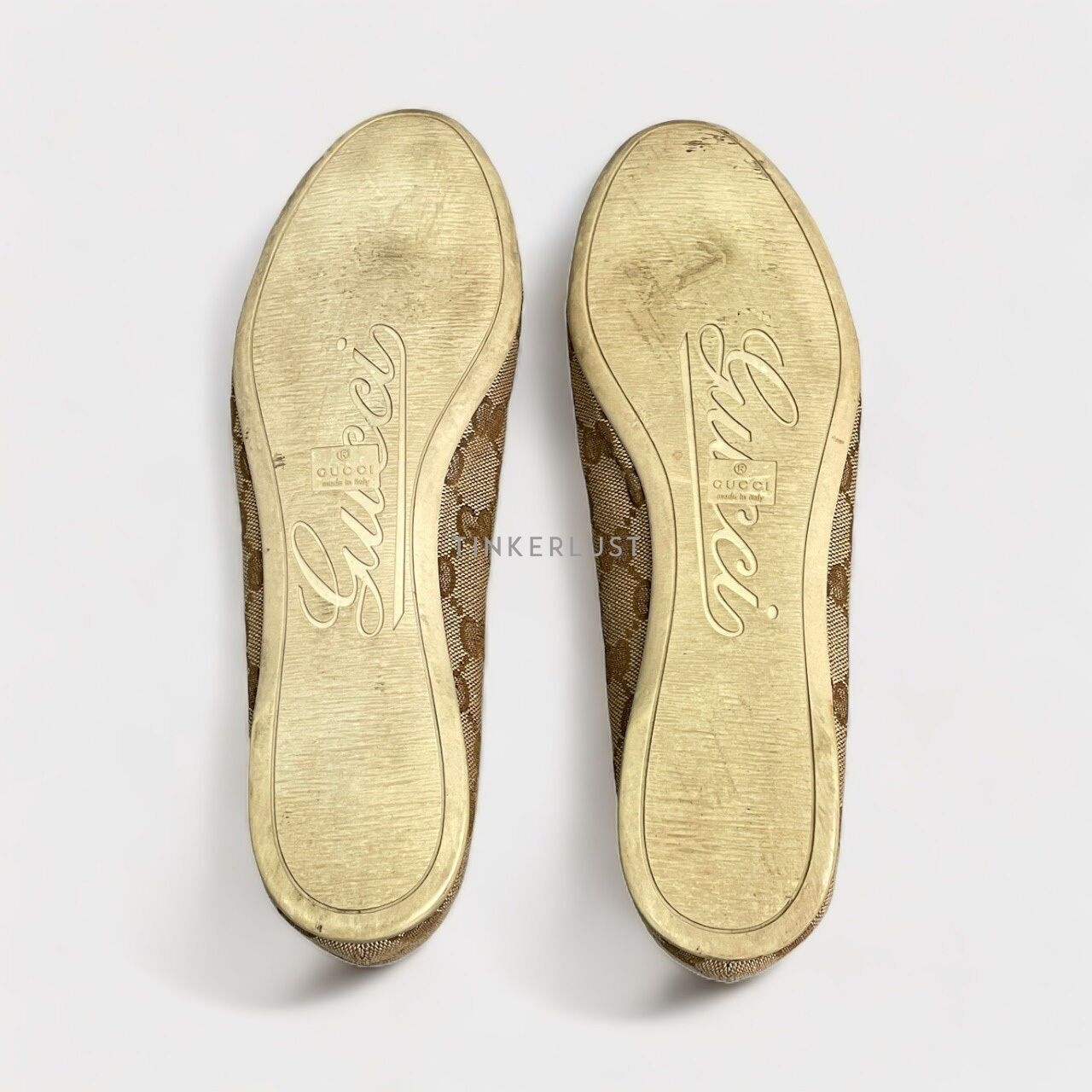 Gucci GG Supreme Heart Beige & Ivory Ballet Flats