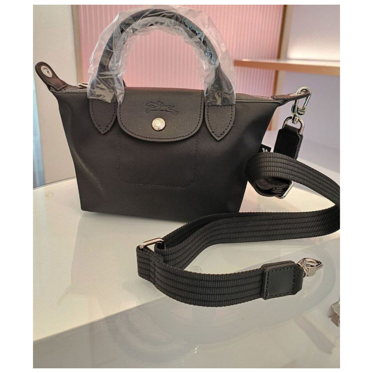 Longchamp Le Pliage Energy XS in Black Satchel Bag