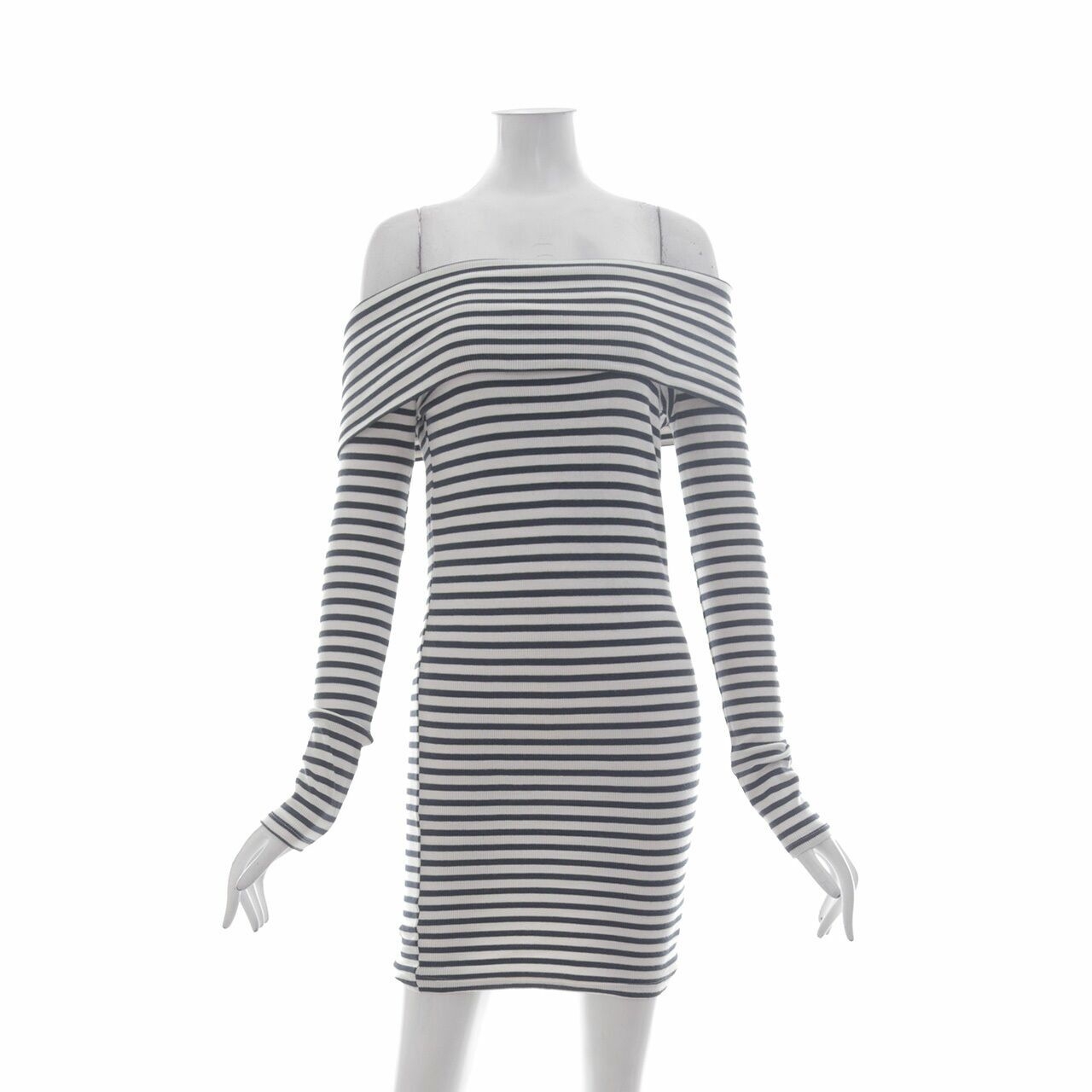 Zara Navy & White Stripes Turtle Neck Mini Dress