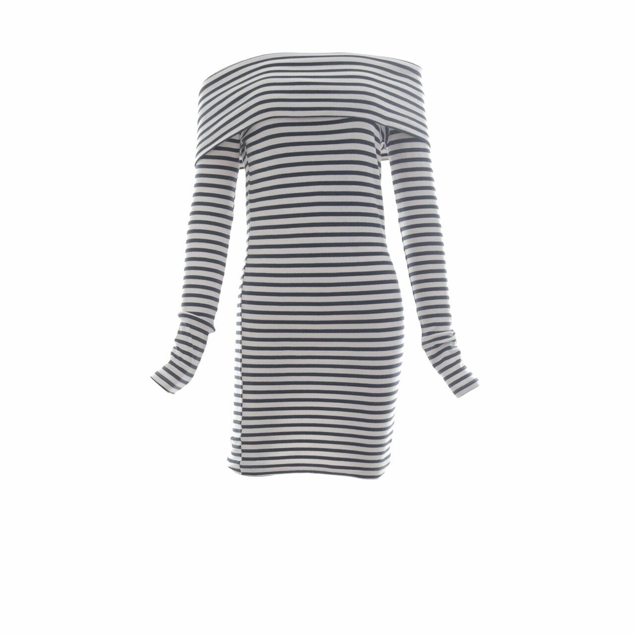 Zara Navy & White Stripes Turtle Neck Mini Dress