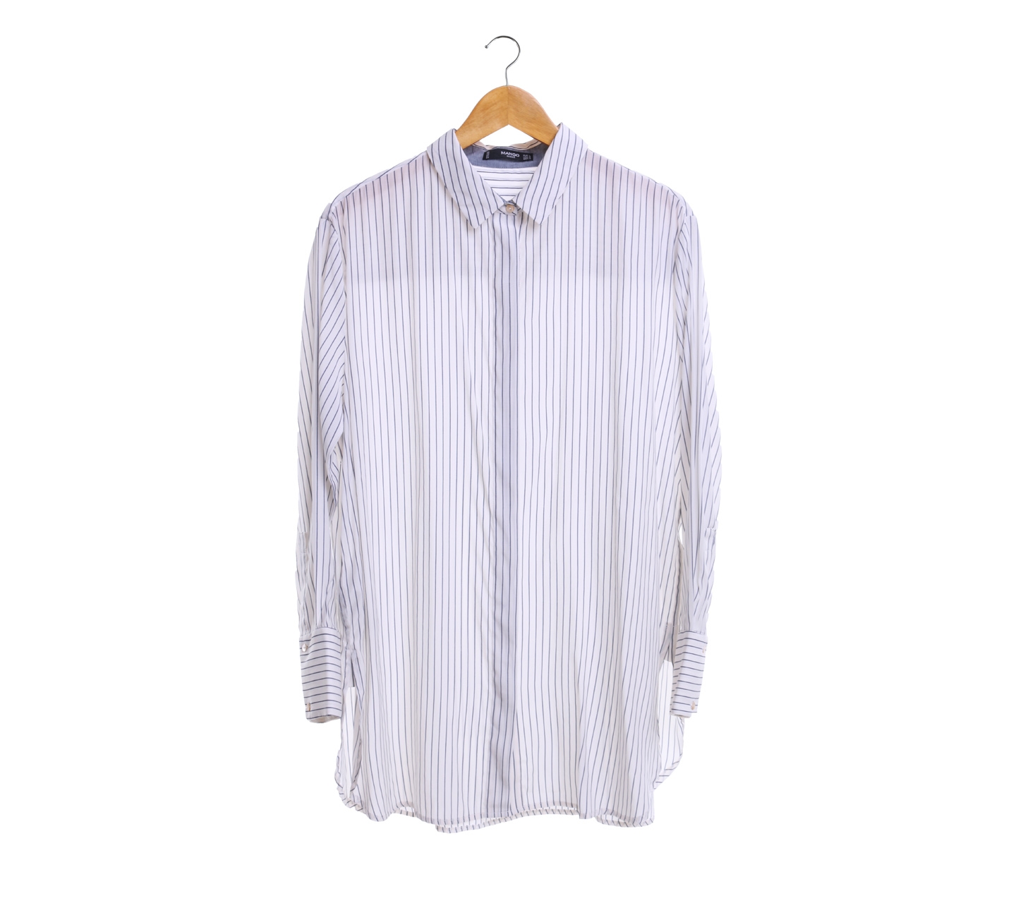 Mango White Striped Shirt