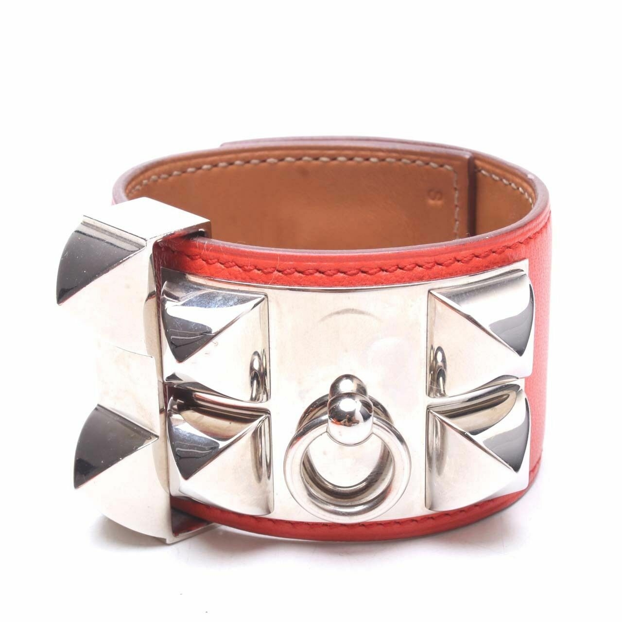 Hermes Collier De Chien Cuff Capucine Swift PHW Small Bracelet