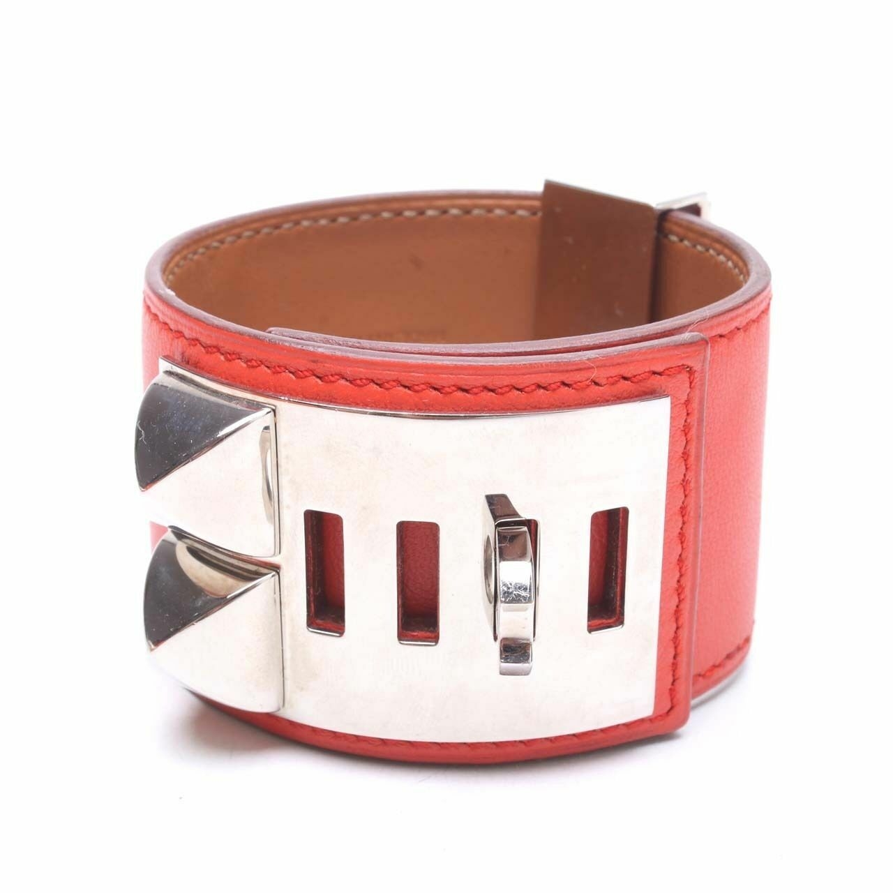 Hermes Collier De Chien Cuff Capucine Swift PHW Small Bracelet