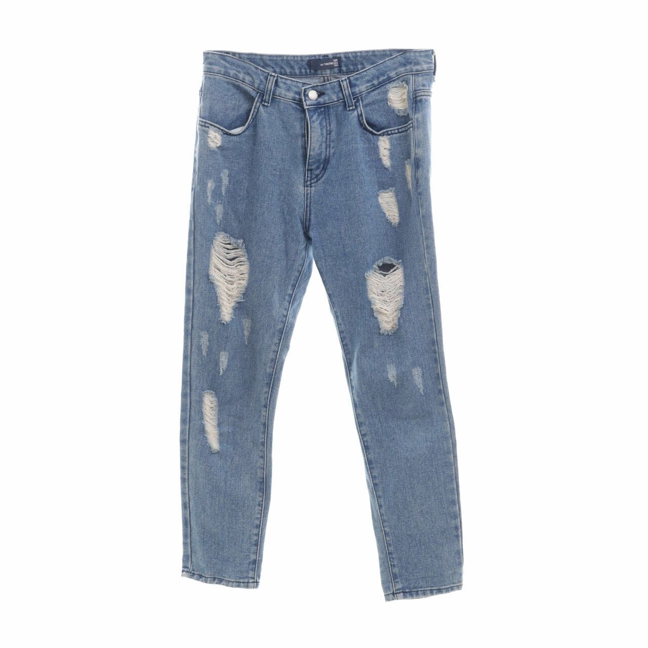 Private Collection Dark Blue Ripped Denim Long Pants