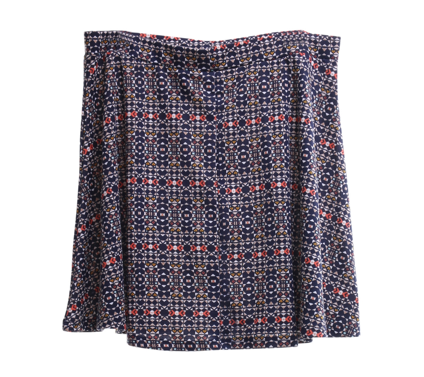 H&M Navy & Light Brown Pattern Mini Skirt