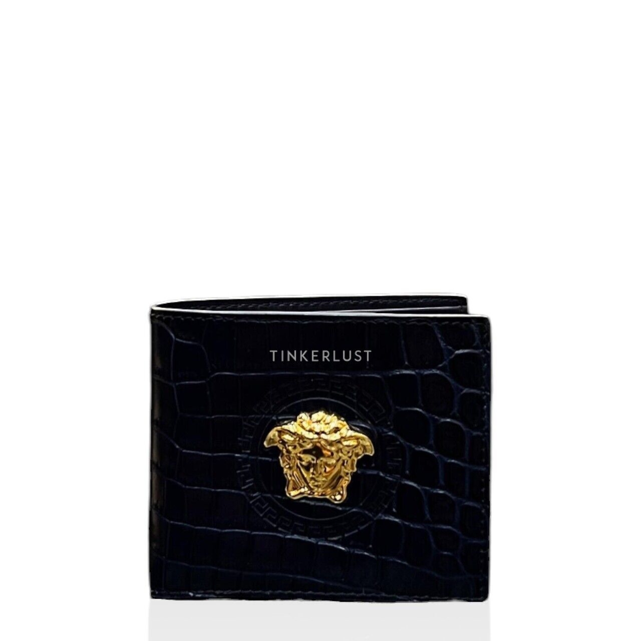 Versace Medusa Bifold Croco Navy Wallet 