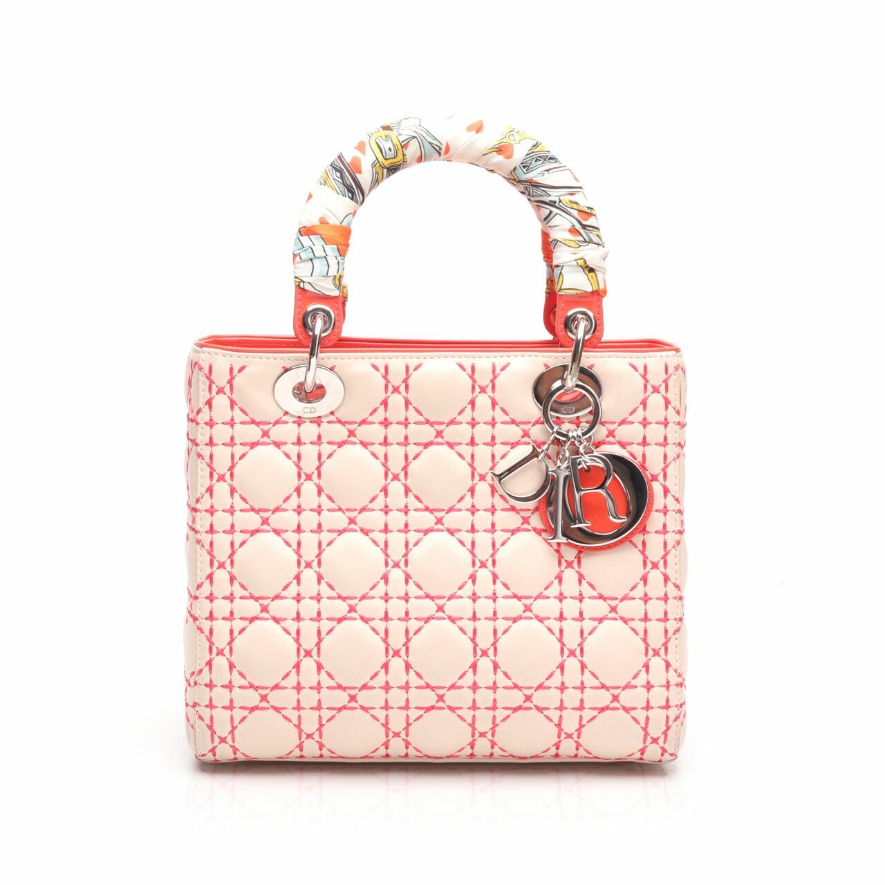 Christian Dior Lady Dior Medium Salmon Satchel Bag