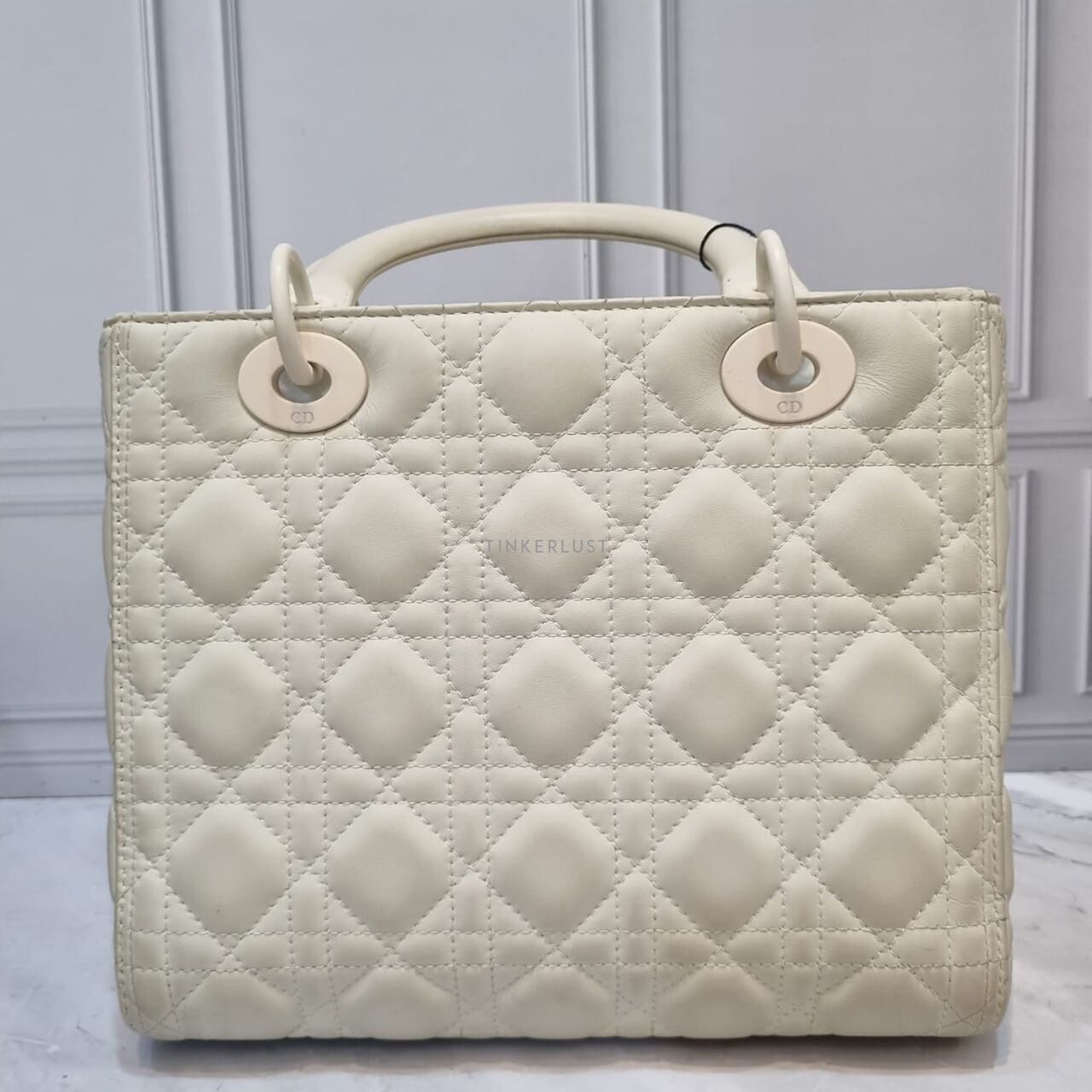 Christian Dior Lady Dior Ultra Matte White Medium 2019 Sacthel Bag