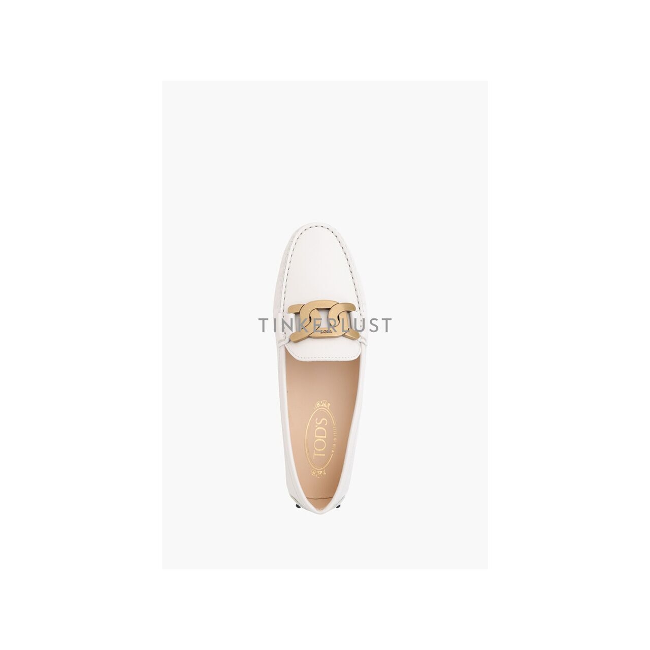 Tod's Women Kate Gommino Driving Shoes in Off White Leather