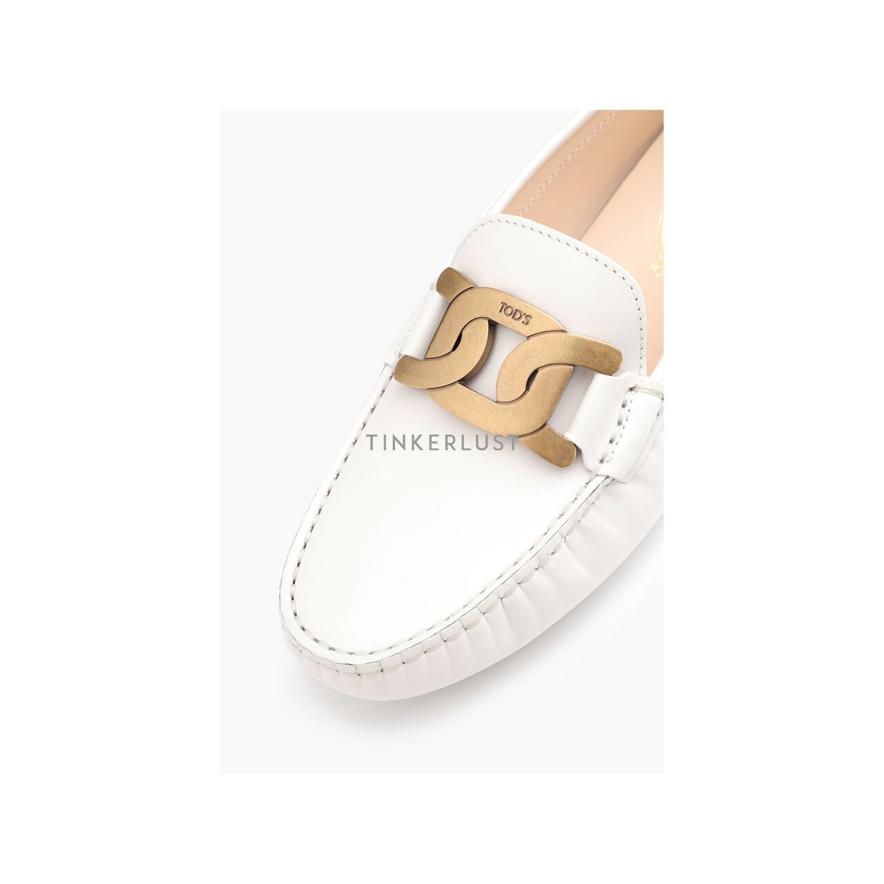 Tod's Women Kate Gommino Driving Shoes in Off White Leather