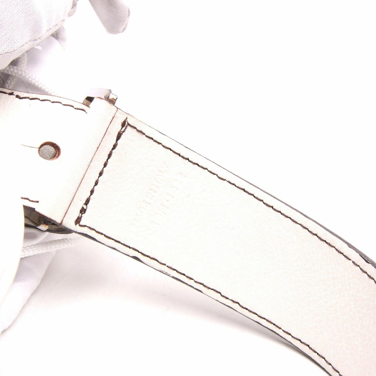 Christian Dior White Calfskin Leather Saddle Belt Bag