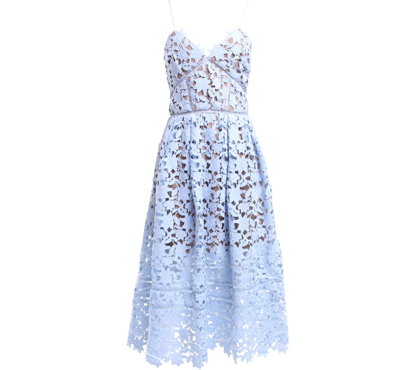 Self Portrait Light Blue Lace Midi Dress