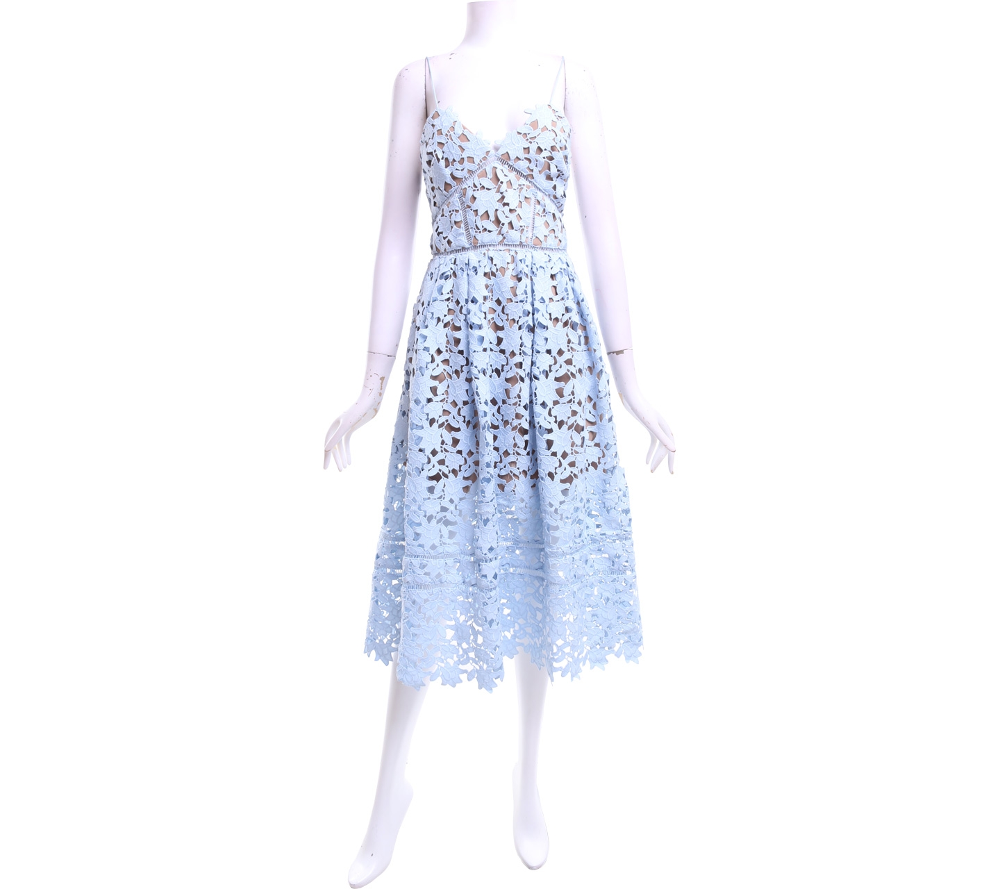 Self Portrait Light Blue Lace Midi Dress