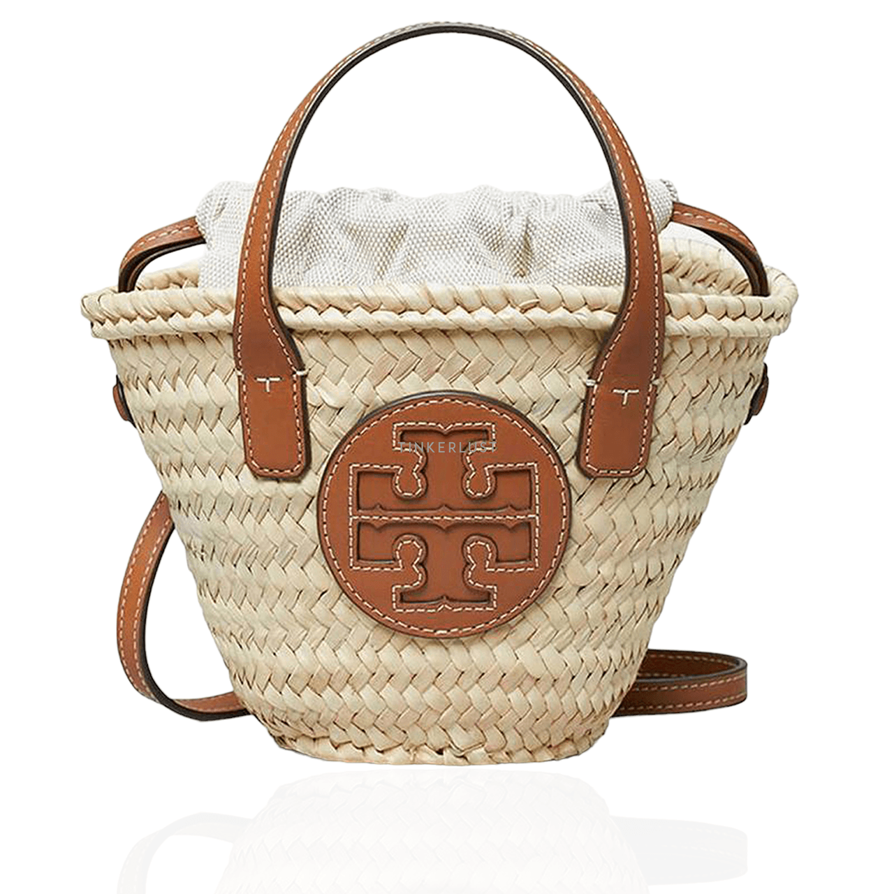 Tory Burch Ella Straw Basket Mini Natural Brown Satchel