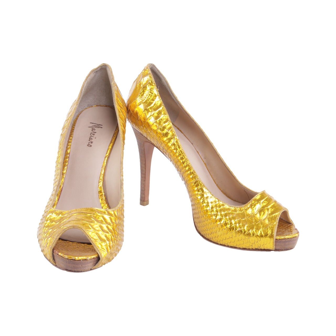 Marciano Gold Sneakskin Heels