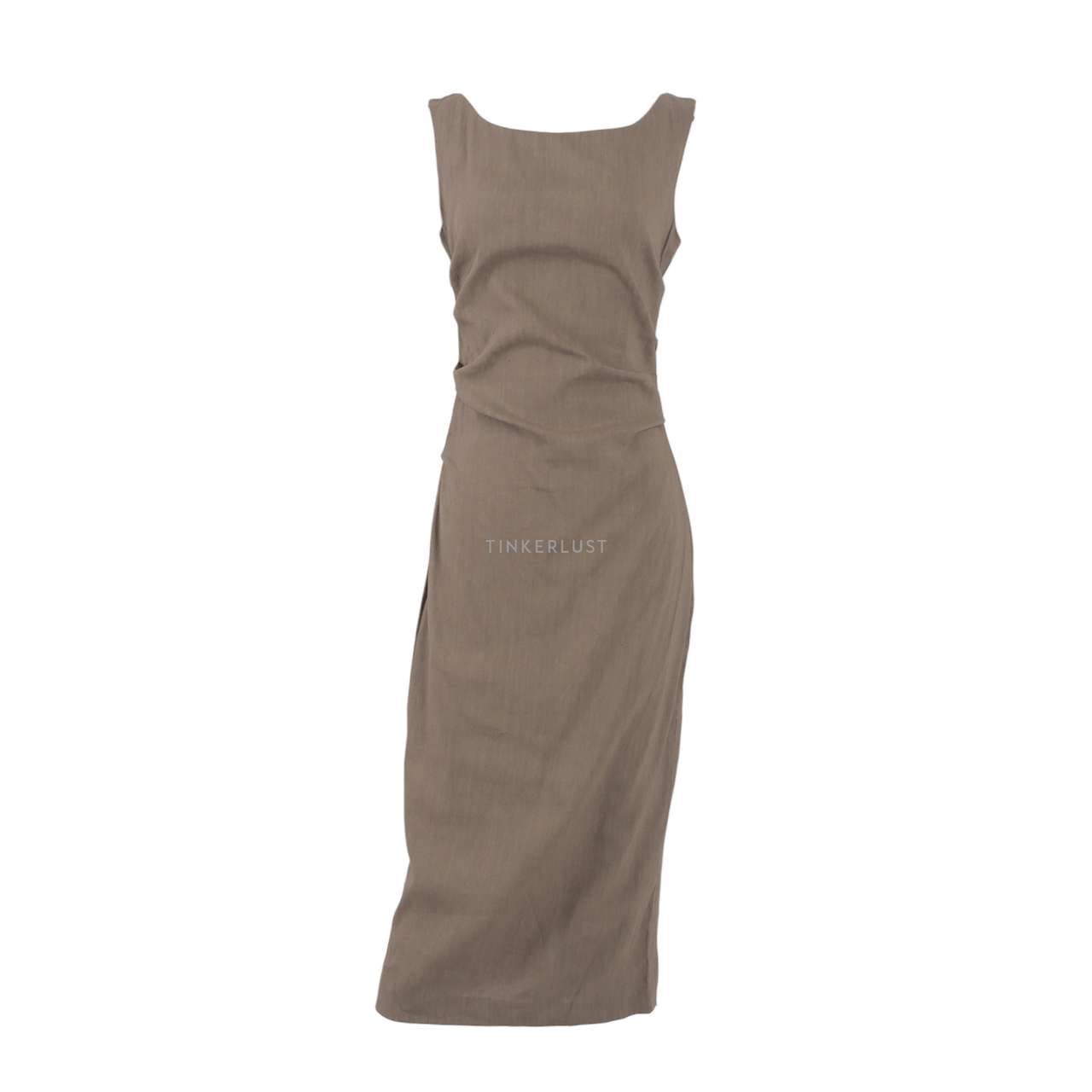 Zara Dark Beige Slit Midi Dress