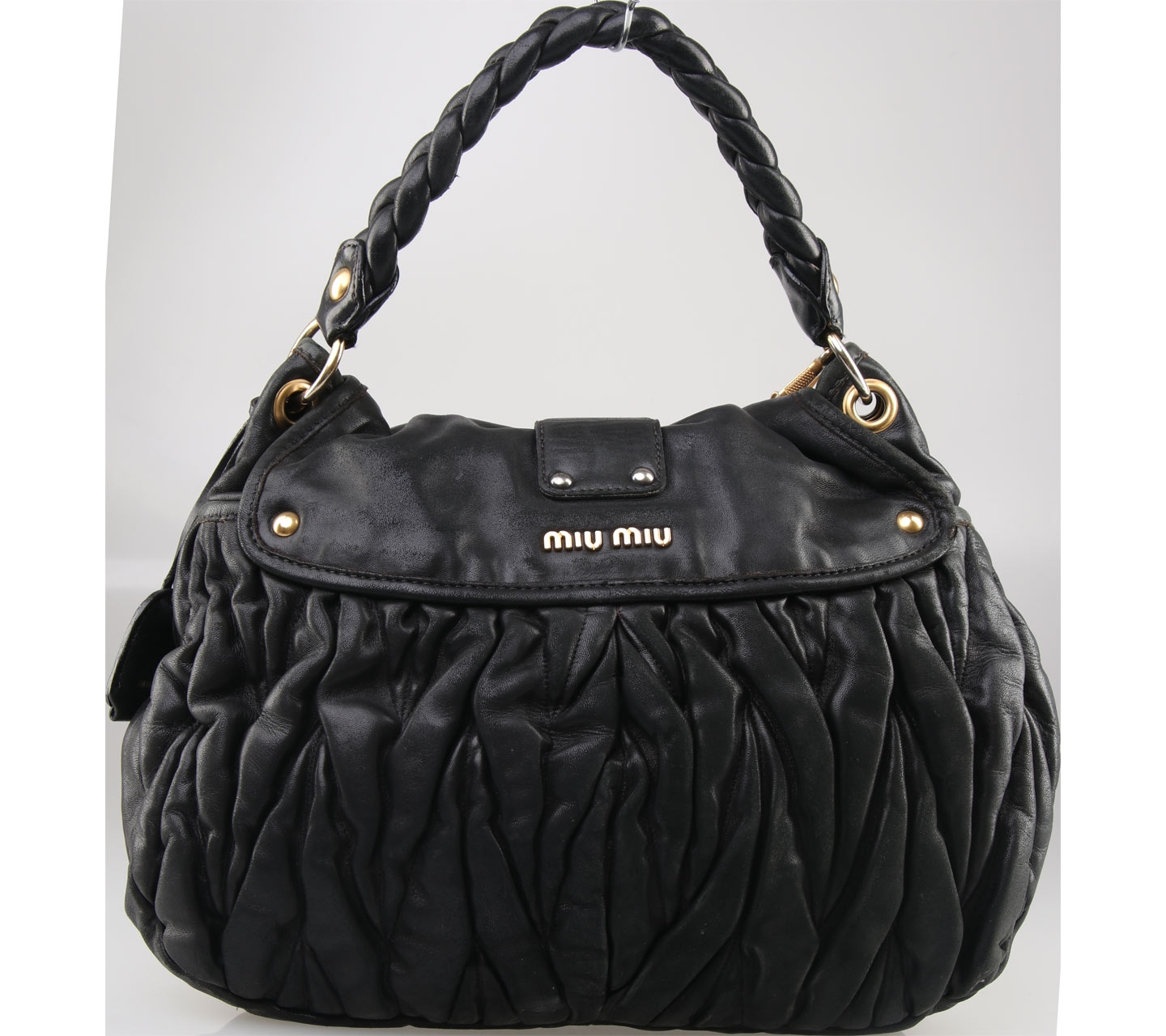 Miu Miu Black Matelasse Coffer Satchel