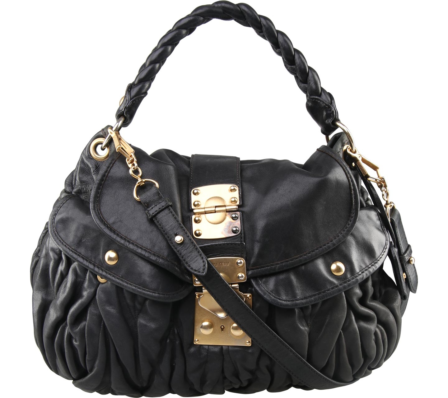 Miu Miu Black Matelasse Coffer Satchel