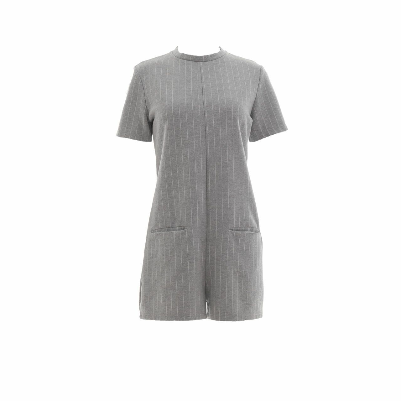 Bershka Grey Stripes Jumpsuit