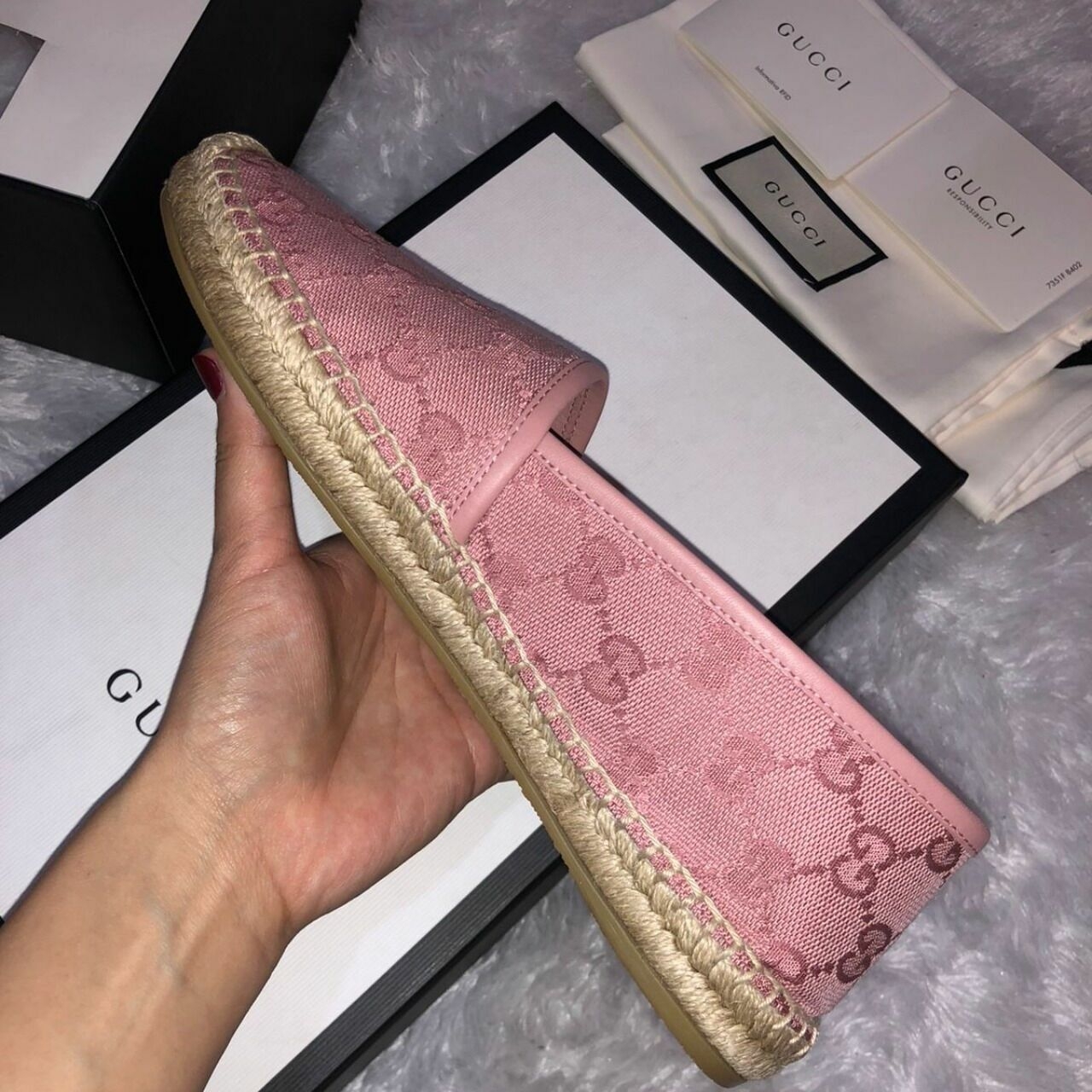 GG Canvas Espadrilles Pink