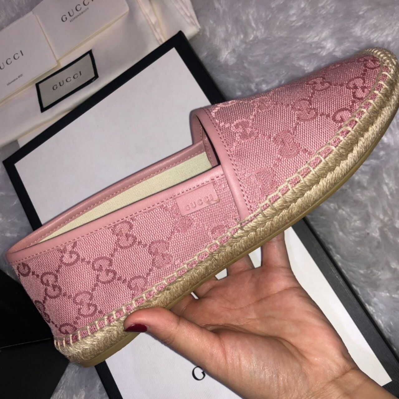 GG Canvas Espadrilles Pink