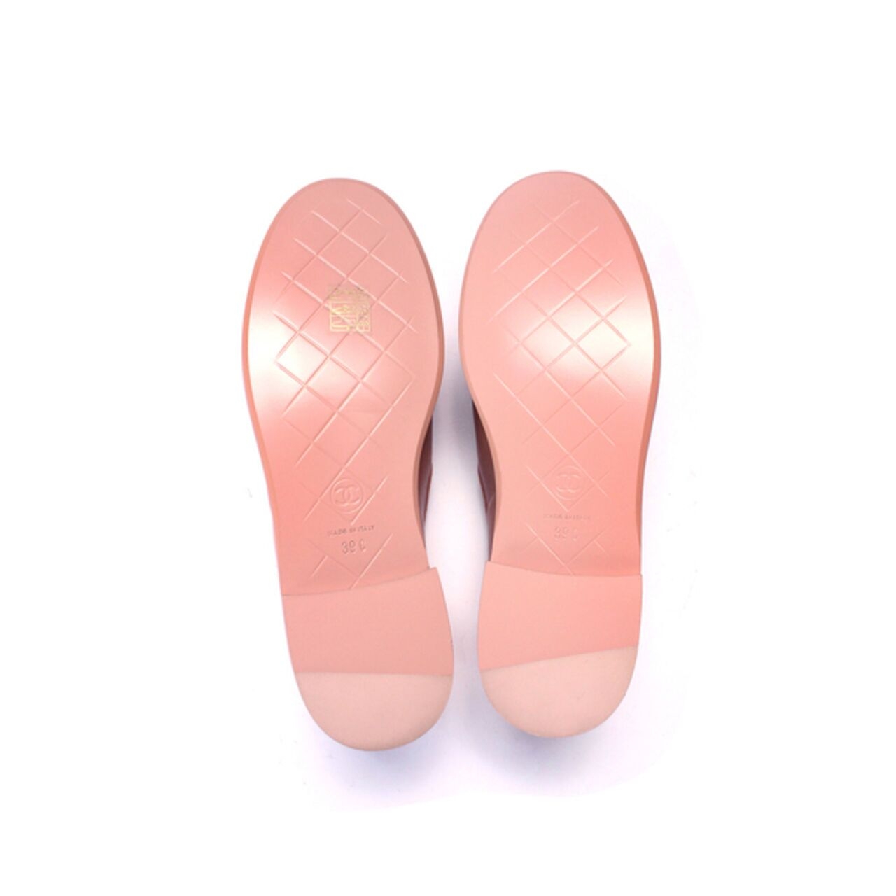 Chanel Pink Loafers Cc Logo Quilted Flap Turn Lock Flats