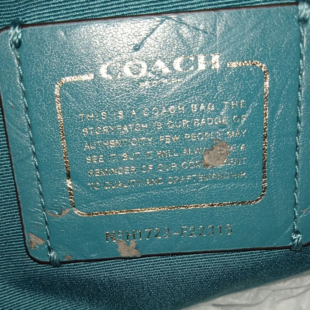 Coach F22315 Metallic Crossgrain Mini Sierra Dark Teal Satchel Bag