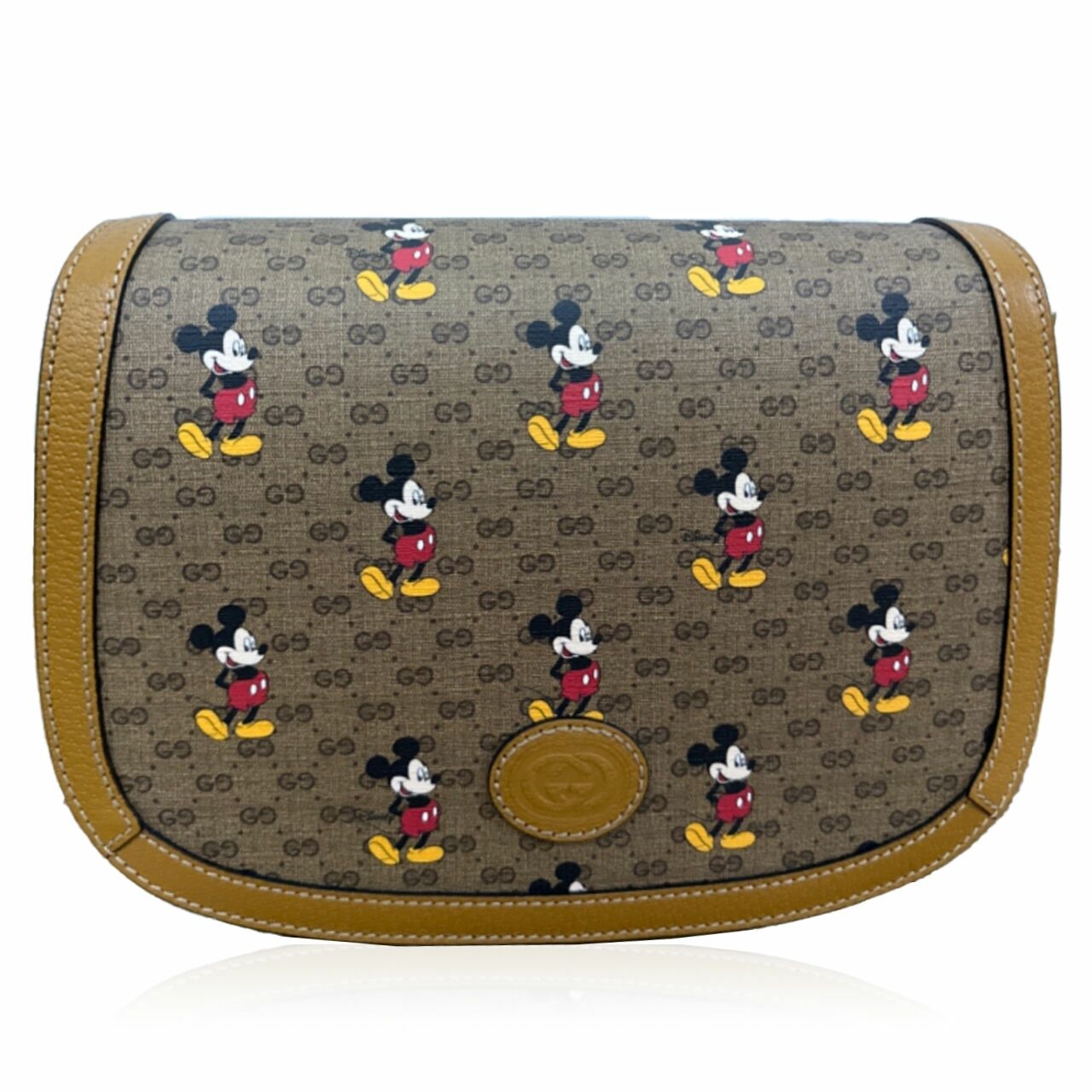 Gucci X Disney Mini Vintage Gg Supreme Monogram Mickey Mouse Small Flap Messenger Bag Brown