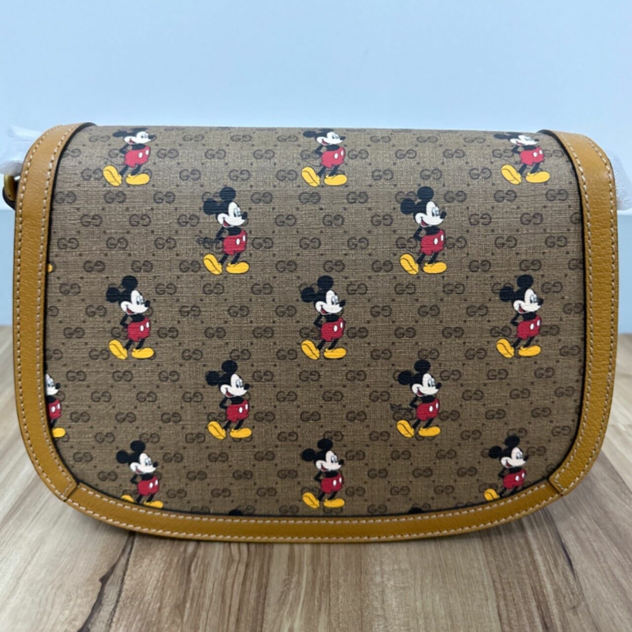 Gucci X Disney Mini Vintage Gg Supreme Monogram Mickey Mouse Small Flap Messenger Bag Brown